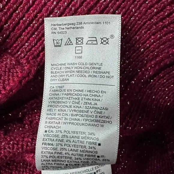 Athleta Crossroads Metallic Holiday Sweater Cable Knit Crew Wool | Red | SZ 2X - Picture 13 of 13